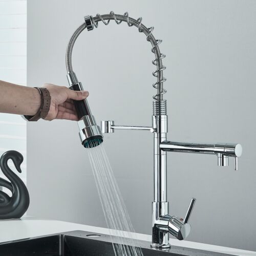 WELS Chrome Kitchen Tap Pull Out Mixer Taps Sink Basin Faucet Vanity 360° Swivel - Picture 6 of 11