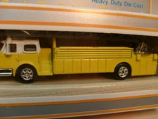 MADE IN HK MODEL POWER HO AERIAL HOOK & TRIPLE LADDER FIRE TRUCK YELLOW W CAB