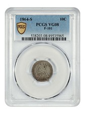 1864-S 10C PCGS VG08 (F-101) - Liberty Seated Dime - Scarce Civil War Date