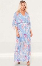 Crās Womens Blue Floral Print Maxi Dress Wrap Style RRP £203