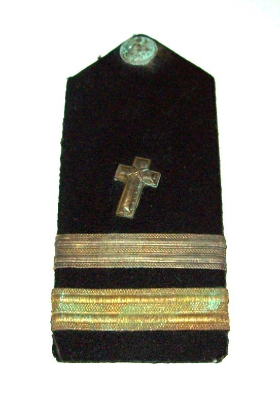 SALTY ORIGINAL WW2 NAVY CHAPLAIN SHOULDER BOARD, FALSE EMBROIDERED CROSS