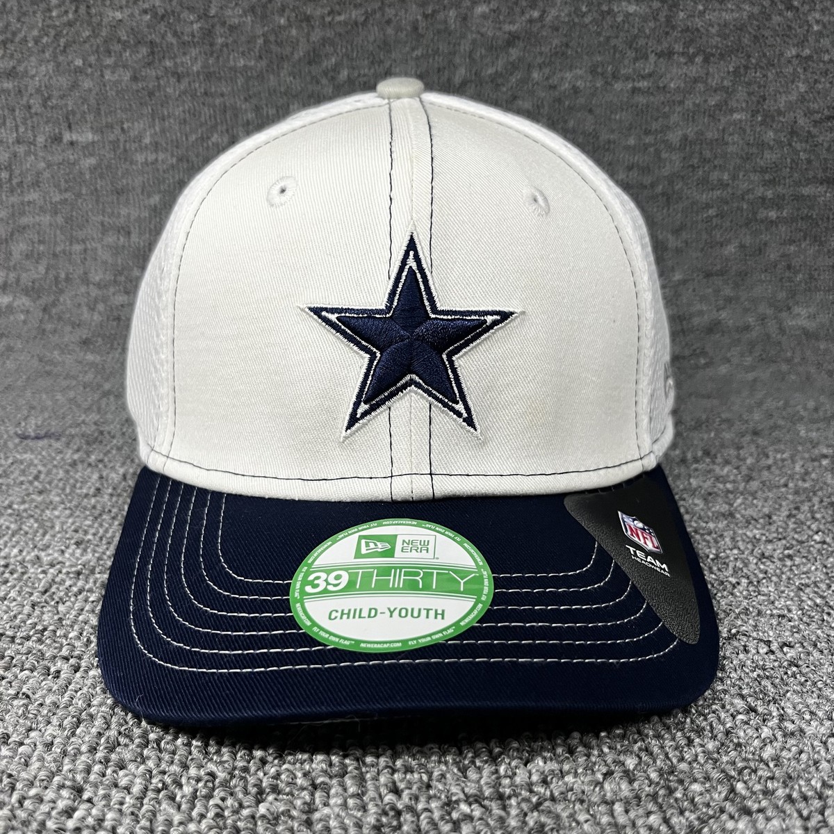 New Era Dallas Cowboys 39THIRTY Youth Hat White Mesh Navy Star Stretch Fit Cap