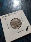 1934 D Buffalo Indian Head Nickel 5c Coin