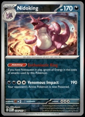 Nidoking 034/165 SV: Scarlet & Violet 151 Rare Reverse Holofoil MP Pokemon TCG