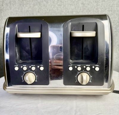 GE 4-Slice Toaster Stainless Steel Extra-Wide Slots 7 Shade Settings 1400W NWOB