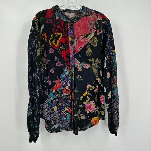 Sacred Threads Women’s Size S Oversized Patchwork Floral Top Artsy Boho Grunge