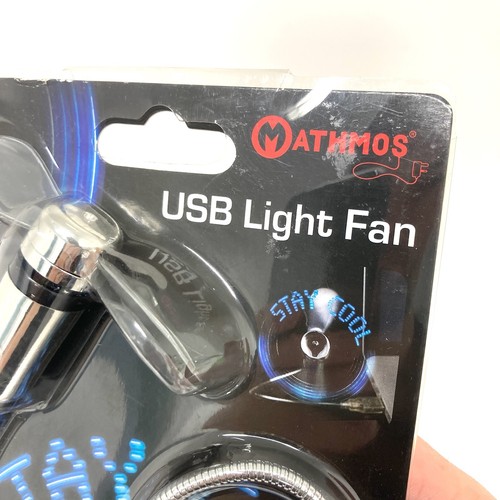 Mathmos USB Light Fan ‘STAY COOL’ Blue Word USB Powered 9 Languages RARE - Picture 5 of 16