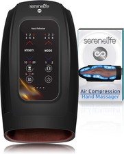 SereneLife Electric Hand Massager with Heat and Compression- Black Open Box