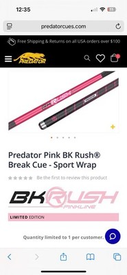 Predator BK Rush Break Cue with Sport/No Wrap | eBay