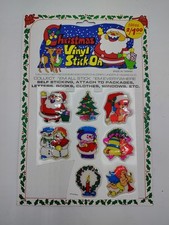 Vintage Christmas Holiday Xmas Puffy Vinyl Stick On Stickers Santa Snowman Vtg
