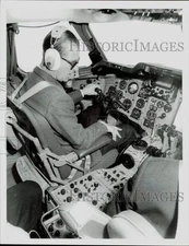 1966 Press Photo Prince Philip sits at controls of his jet airliner. - hpa83906