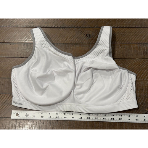 Glamorise White & Gray Elite Performance Sports Bra - Style 9066 - Size 40F - Picture 5 of 6