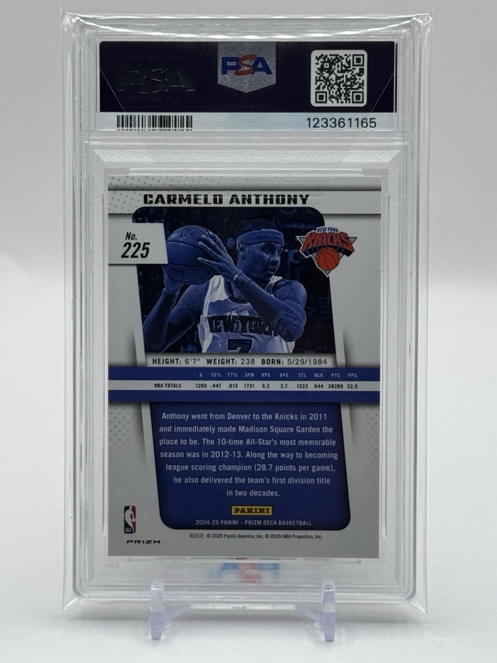 2024-25 Prizm Deca Legends Carmelo Anthony ¡Verdadero Negro Dorado 2/5! Knicks! PSA 8 Foto 2 de 2
