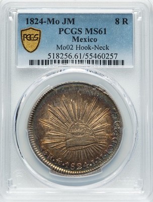 Mexico Republic 'Hookneck' 8 Reales 1824 Mo-JM PCGS MS-61! Mexico