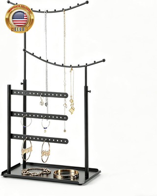 Jewelry Organizer, 5 Tier Jewelry Stand Display with anti Entanglement Necklace