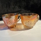 Pair Vintage Fenton Carnival Glass  Marigold Orange Tree Punch Cups