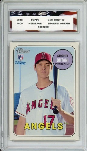 2018 Topps Heritage #600 Shohei Ohtani Rookie Card AGC 10 Gem Mint LA Dodgers