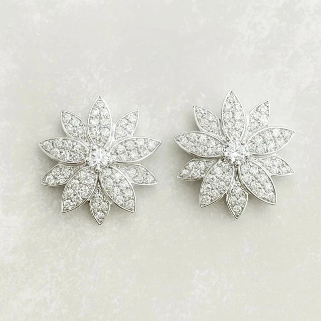 2 Ct Round Cut Lab Created Diamond 925 Sterling Silver Flower Stud Earrings - Image 2 of 3