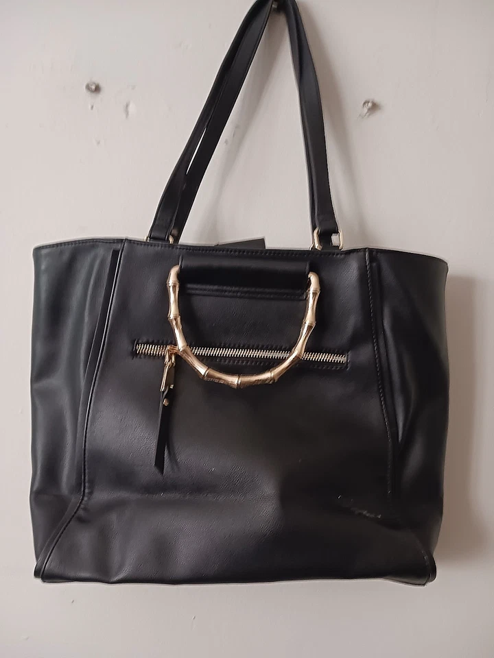 Bolso de mano Inc International Concepts Leiza de bambú negro NS para mujer Foto 3 de 4