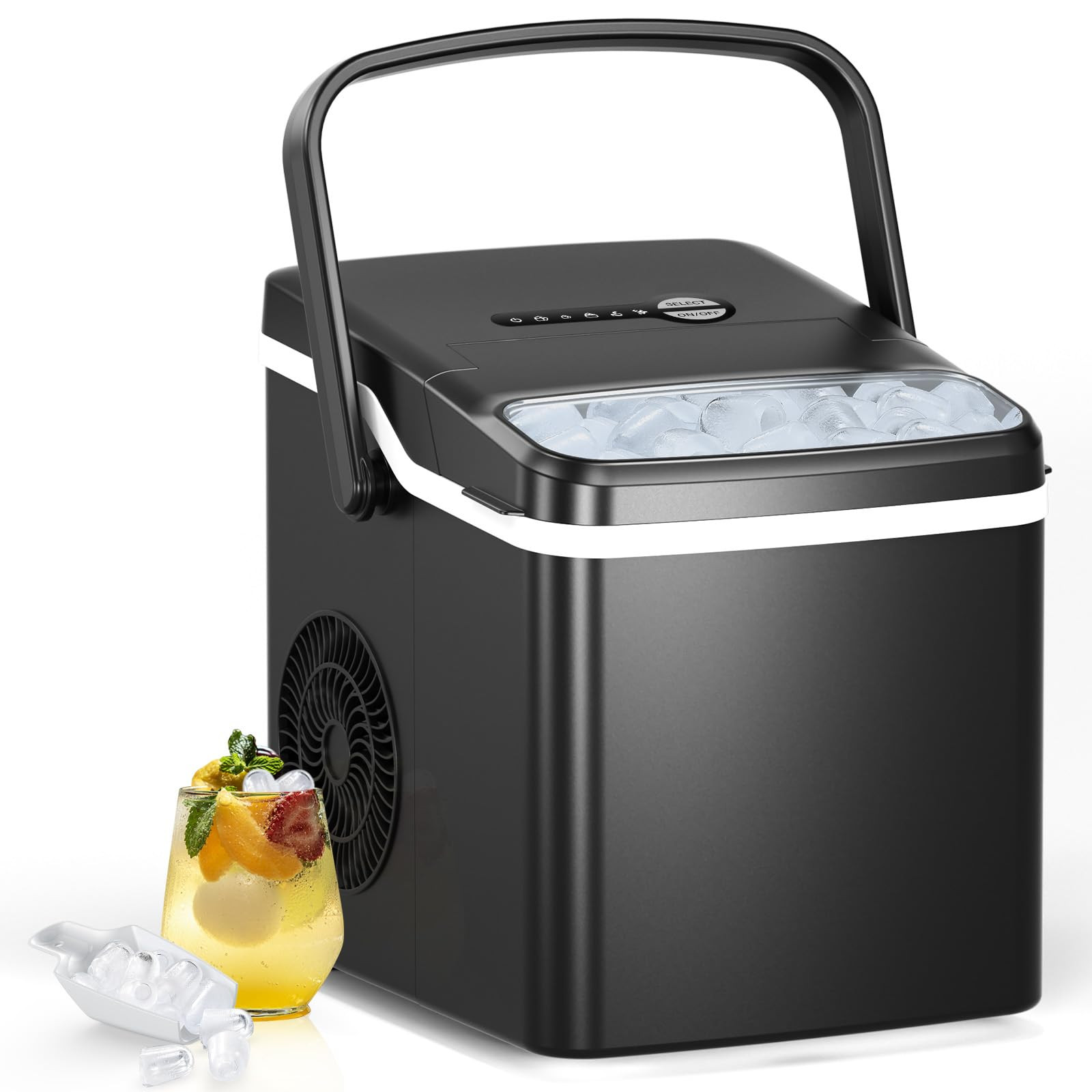 Ice Makers Countertop, 26.5lbs/24H, 9 Bullet Ice in 6 Mins, Self-Cleaning Ice...