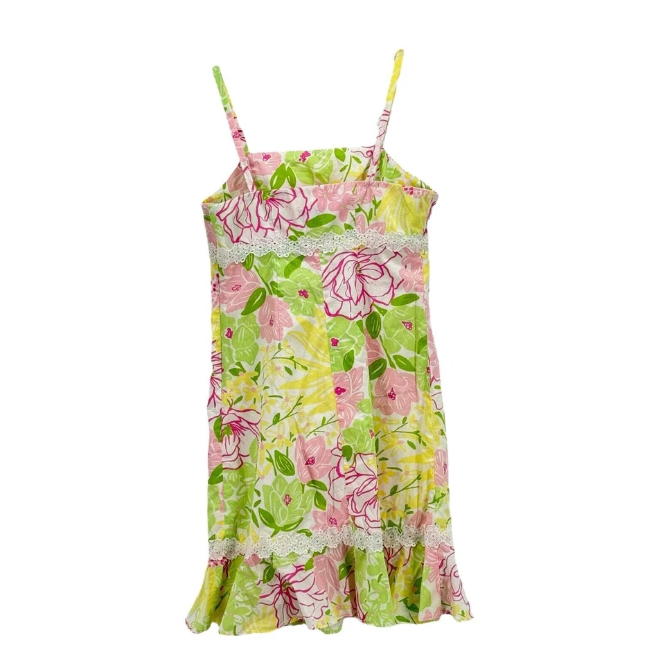 Платье-солнце для девочки Lilly Pulitzer весеннее с цветочным ремешком кружевное с цветочным рисунком розовое 8 для вечеринки - Изображение 2 из 4