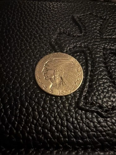 U.S. 1907 Indian Head Five Dollars Gold Coin Half Eagle $5