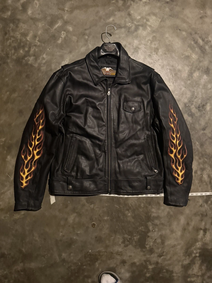 Harley Davidson Leather Jacket Flames for sale | eBay