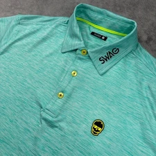 SWAG Golf Polo Mens L Green Skull Logo Don't Give A Putt Large Stretch