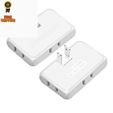 3 Way Flat Wall Outlet Extender,2 Prong180 Degree 2 Prong 2 Pack, white
