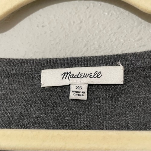 Madewell graues Langarm-T-Shirt vorne zum Binden Damen XS Herbst Freizeit adrette Oberteil - Bild 2 von 5