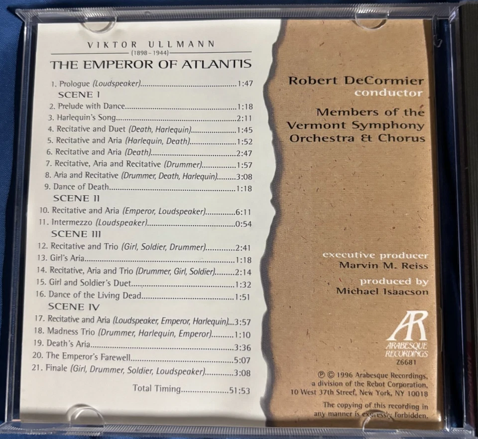 Viktor Ullman - The Emperor Of Atlantis: Music From Terezin CD - Image 2 of 4