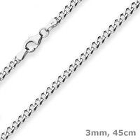 3Mm Panzerkette Silberkette Collier Halskette Aus 925 Silber 45Cm