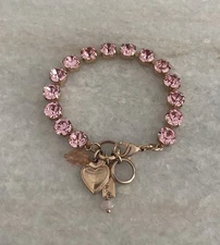 Beautiful Mariana Pink Crystal Tennis Charm Bracelet 