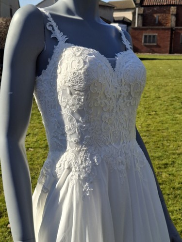Wed2b Heidi Hudson Wedding Dress Size 10 Lace Detail Spaghetti Strap KY9D47 - Bild 2 von 6