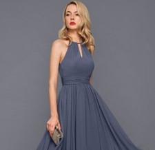 JJs House A line Scoop Chiffon Maxi Dress Formal Stormy Sz 14 NWT