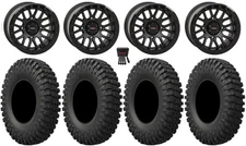 System 3 SB-9 Bdlk 15" Wheels Matte Bk 33" MotoCrusher Tires RZR Turbo S / RS1