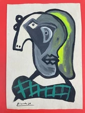 Pablo Picasso (Handmade) Drawing mixed media on paper signed & stamped