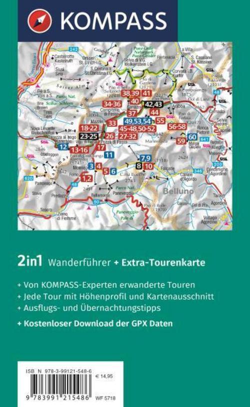 Thumbnail - Kompass Wanderführer Fassatal, Rosengarten, 60 Touren Mit