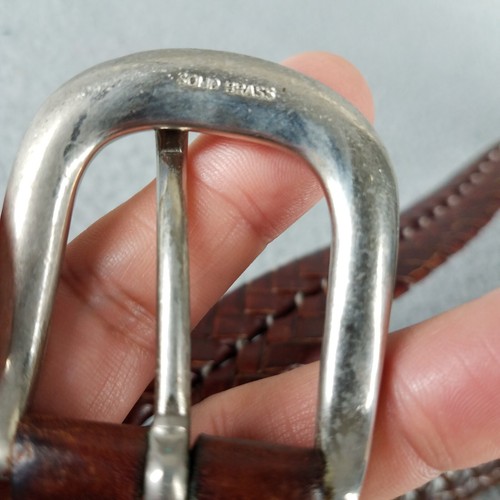 Coach Leather Belt 5922 Adult 42 Brown Braided Solid Brass Buckle Thick Classic - Picture 9 of 10