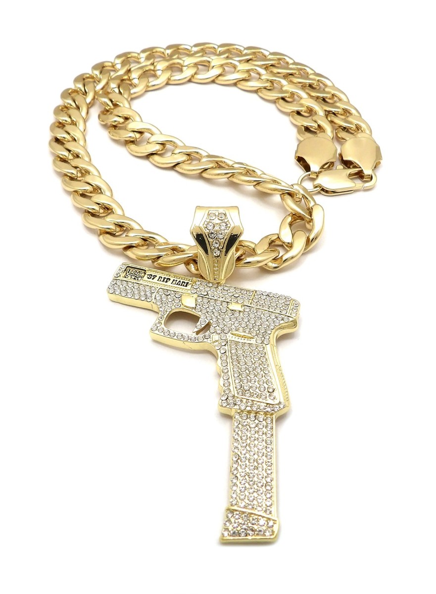 GLIZZY GANG GUN PENDANT WITH 24