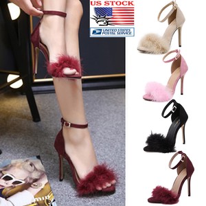 Womens-High-Heel-Stiletto-Ankle-Strap-Fluffy-Fur-Shoes-Sandal-Party-Pump-Sandals