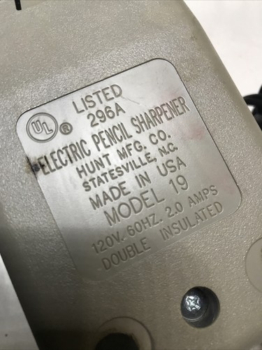 BOSTON POWERHOUSE ELECTRIC PENCIL SHARPENER BLACK/GREY MODEL 19 TESTED - Picture 9 of 9