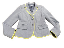 GAP The Academy Blazer Sz 2 Heather Gray Yellow Trim Preppy Classic pockets EUC