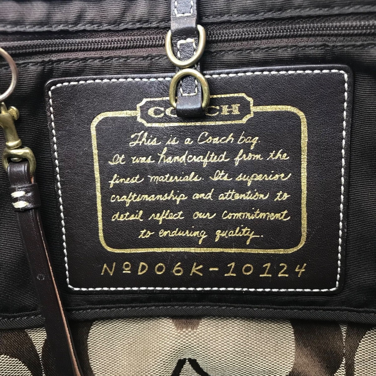 Coach Signature Stripe Khaki & Brown Jacquard Tote Bag 10124