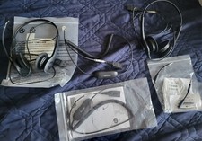 Lot 2 Jabra Duo NC Headsets with GN1216 Adapters And Jabra Link straight Jacks