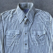 vtg H Bar C California Ranchwear Western Shirt pearl snap striped MD/LG 70s 80s