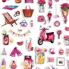 Pink Travel Holiday Stickers Planners Scrapbooking Journaling Card Making