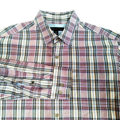 Banana Republic Mens Shirt Medium Long Sleeve Button Down Cotton Burgundy Black - Picture 2 of 6