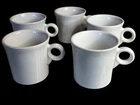 Homer Laughlin FIESTA WARE Mugs Coffee Tea O Ring Handle WHITE IVORY HEAVY Set 5