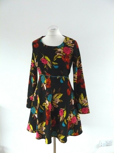 LOUCHE Dress XS 8 Floral 'Cybill Print' Long Sleeve Blogger Style Fit Flare - Picture 2 of 10